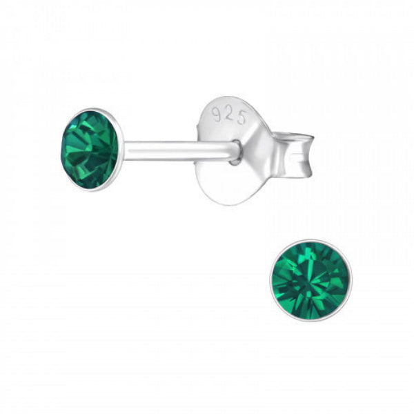 Melchior Jewellery childrens sterling silver studs with green crystals coloured crystal stud earrings for women