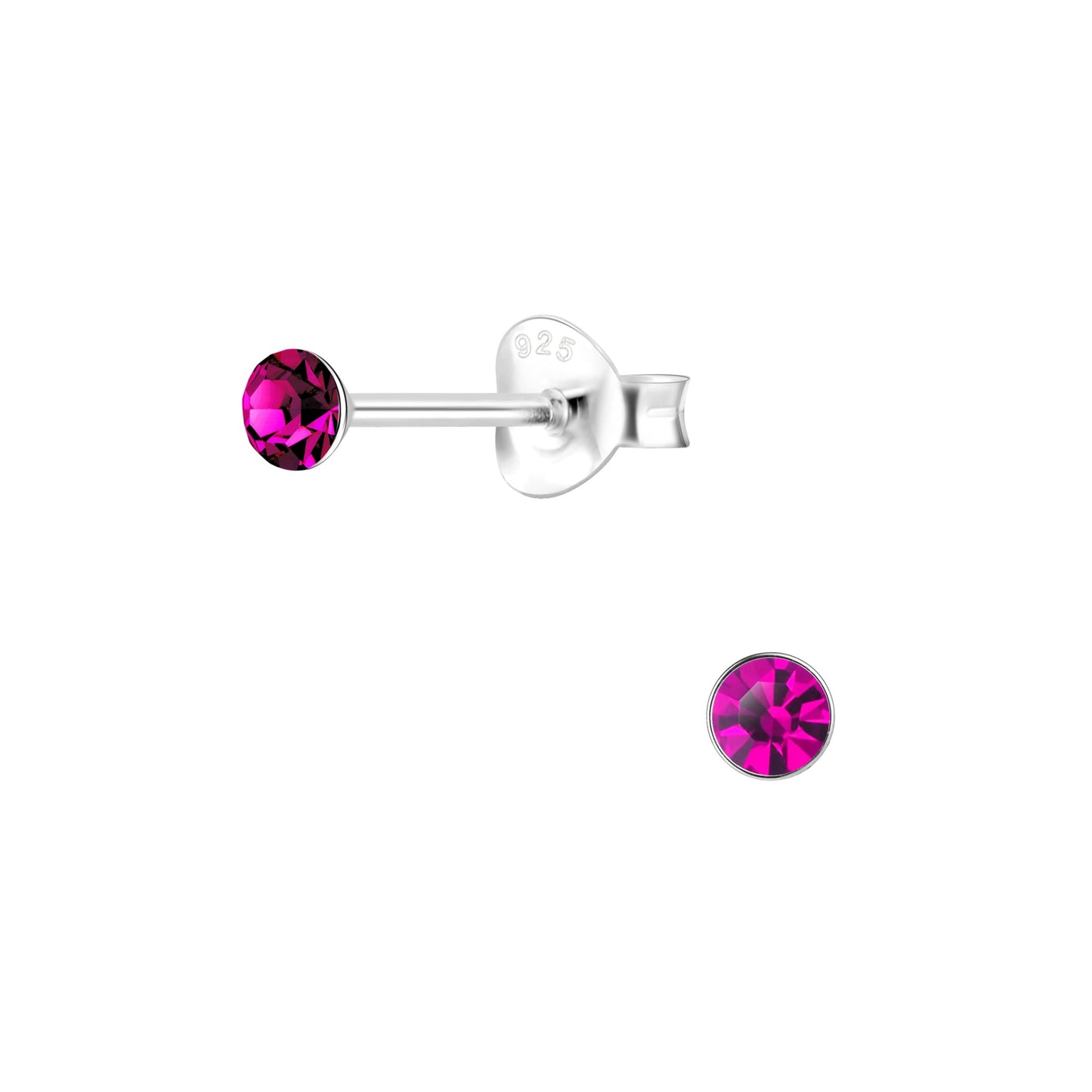 Melchior Jewellery childrens sterling silver pink crystal studs 925 posts coloured crystal stud earrings for women