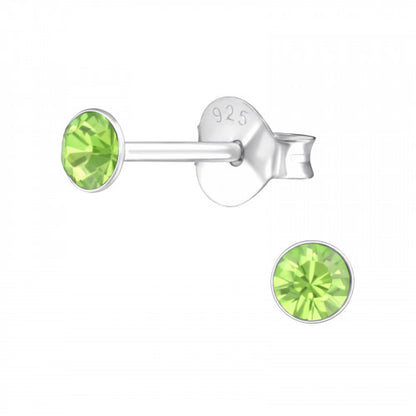 Melchior Jewellery childrens green coloured crystal stud earrings for women sterling silver 925 studs