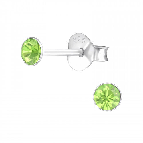 Melchior Jewellery childrens green coloured crystal stud earrings for women sterling silver 925 studs