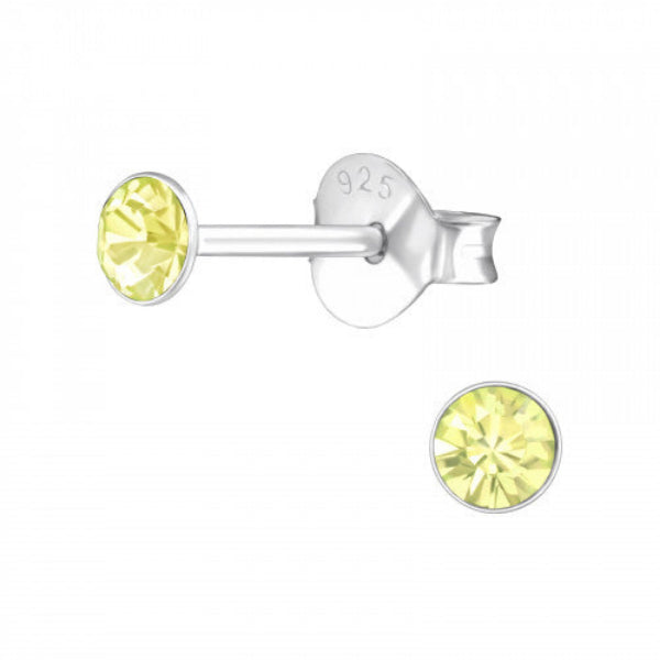 Melchior Jewellery kids yellow crystal stud earrings in 925 sterling silver coloured crystal stud earrings for women