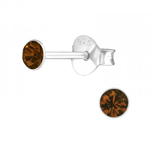 Melchior Jewellery sterling silver childrens studs with brown crystals coloured crystal stud earrings for women