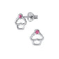 Cupcake design silver earrings for girls by Melchior Jewellery with pink gemstone detail