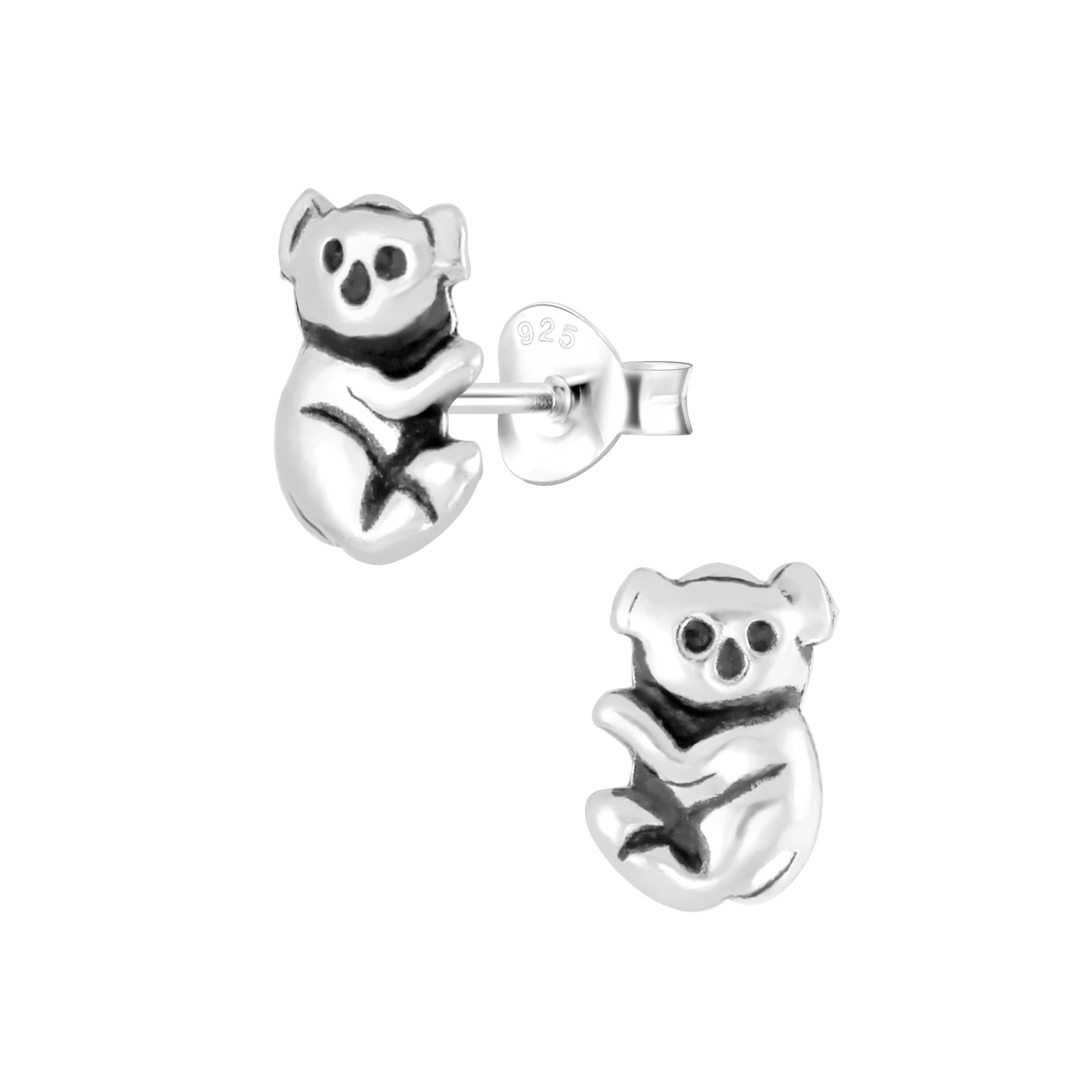Cute koala stud earrings children by Melchior Jewellery in sterling silver for kids
