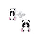 Cute panda earrings for girls by Melchior Jewellery featuring silver and enamel design