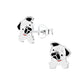 Melchior Jewellery cute pug earrings for girls in silver with black and white enamel detailing