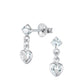 Melchior Jewellery CZ drop stud earrings for kids with sparkling heart-shaped crystals in silver