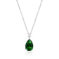 Sentiell womens necklace featuring a cz emerald teardrop pendant on a delicate silver chain