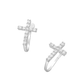 Melchior Jewellery CZ pave set ear cuffs for women in silver with sparkling cubic zirconia cross design