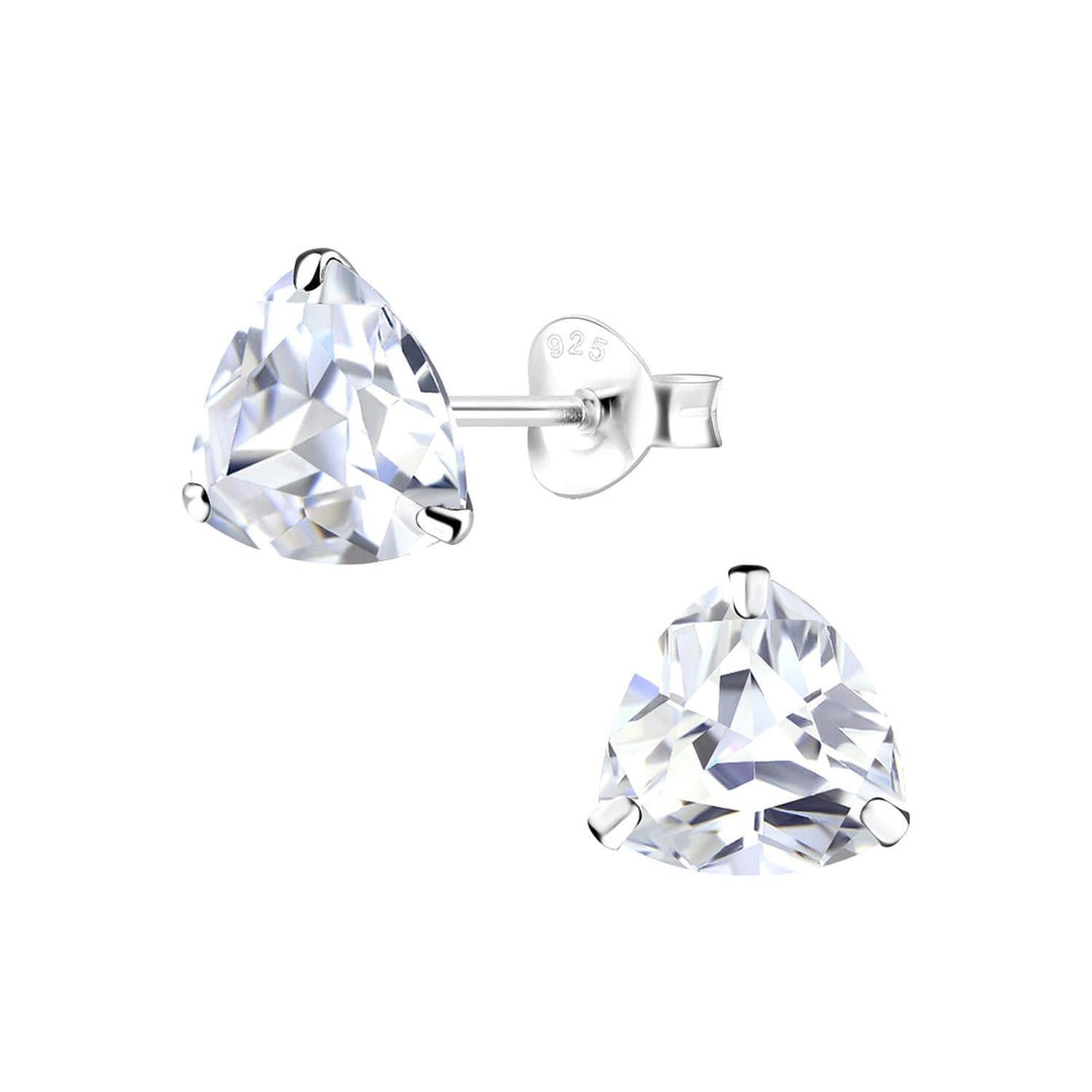 Melchior Jewellery CZ Stud Earrings with sparkling triangular cubic zirconia stones on silver posts