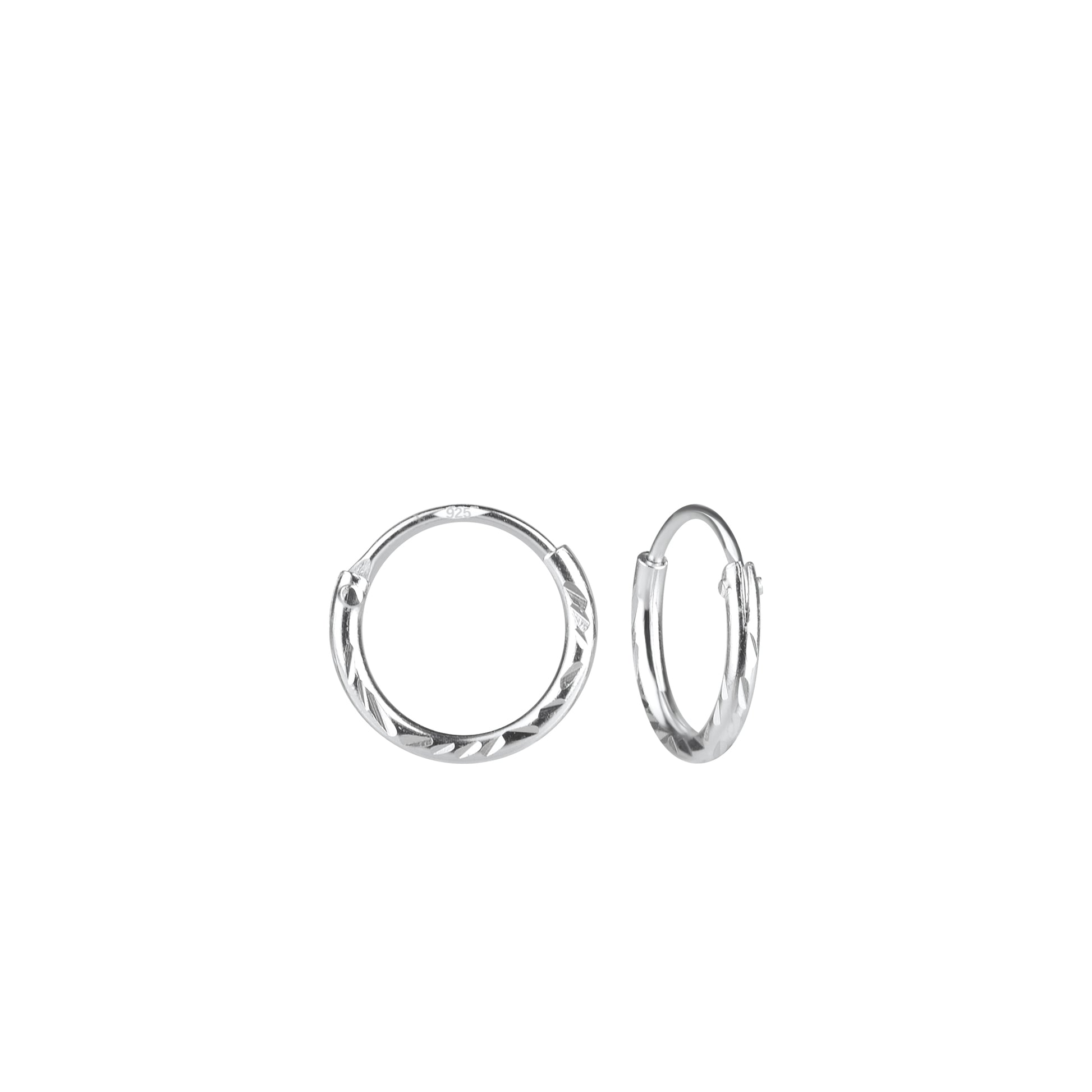 Melchior Jewellery childrens diamond cut hoop earrings petite in silver with delicate design