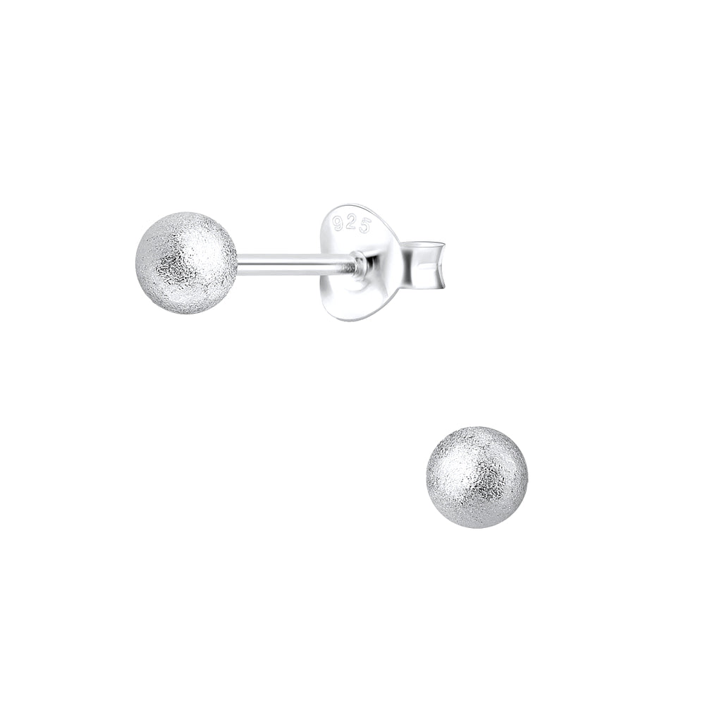 Melchior Jewellery diamond dust ball stud earrings in sterling silver with textured finish