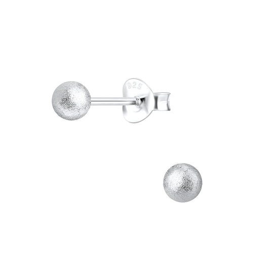 Melchior Jewellery diamond dust ball stud earrings in sterling silver with textured finish