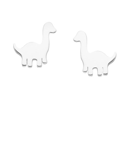 Melchior Jewellery silver diplodocus earrings for kids shaped like dinosaur silhouettes