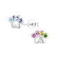 Melchior Jewellery dog paw print earrings for children with colourful gemstone studs in silver