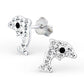 Melchior Jewellery childrens dolphin earrings with crystals featuring silver tone and black eye detail