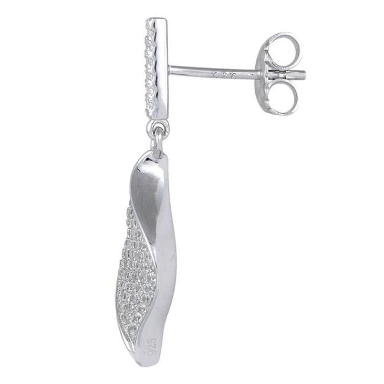 Melchior Jewellery drop earrings silver sterling with twisted design and stud fastening for woman