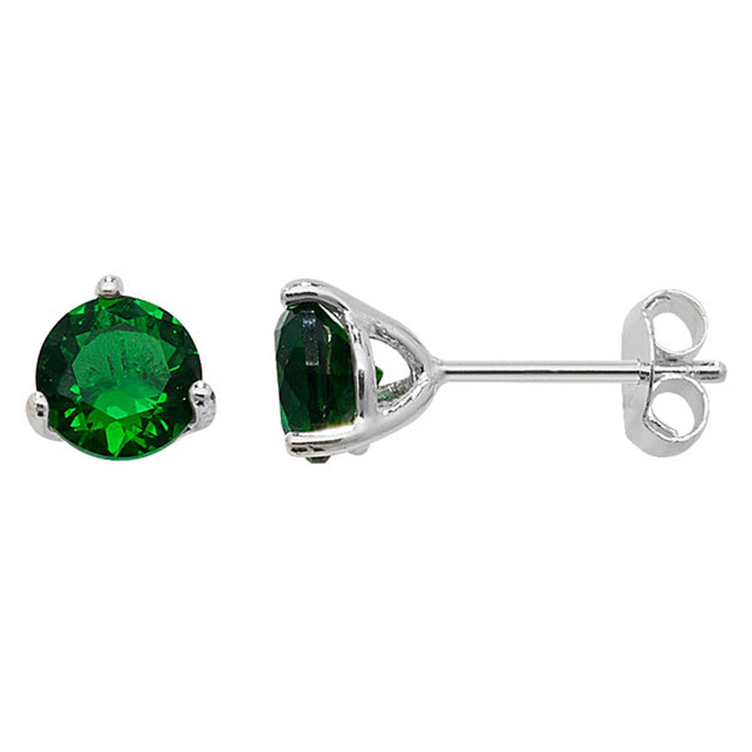 Melchior Jewellery Emerald Stud Earrings May Birthstone with silver prong setting and vibrant green stones