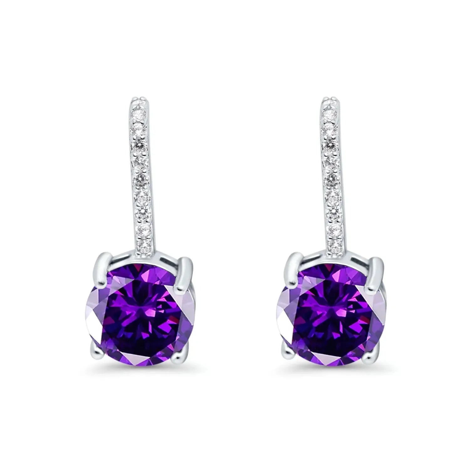 Melchior Jewellery woman's earrings featuring rich purple amethyst stones with sparkling silver and cubic zirconia accents Febuary Birthstone Earrings