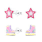 Melchior Jewellery pink star and ice skate enamel stud set in sterling silver fun novelty earrings for children