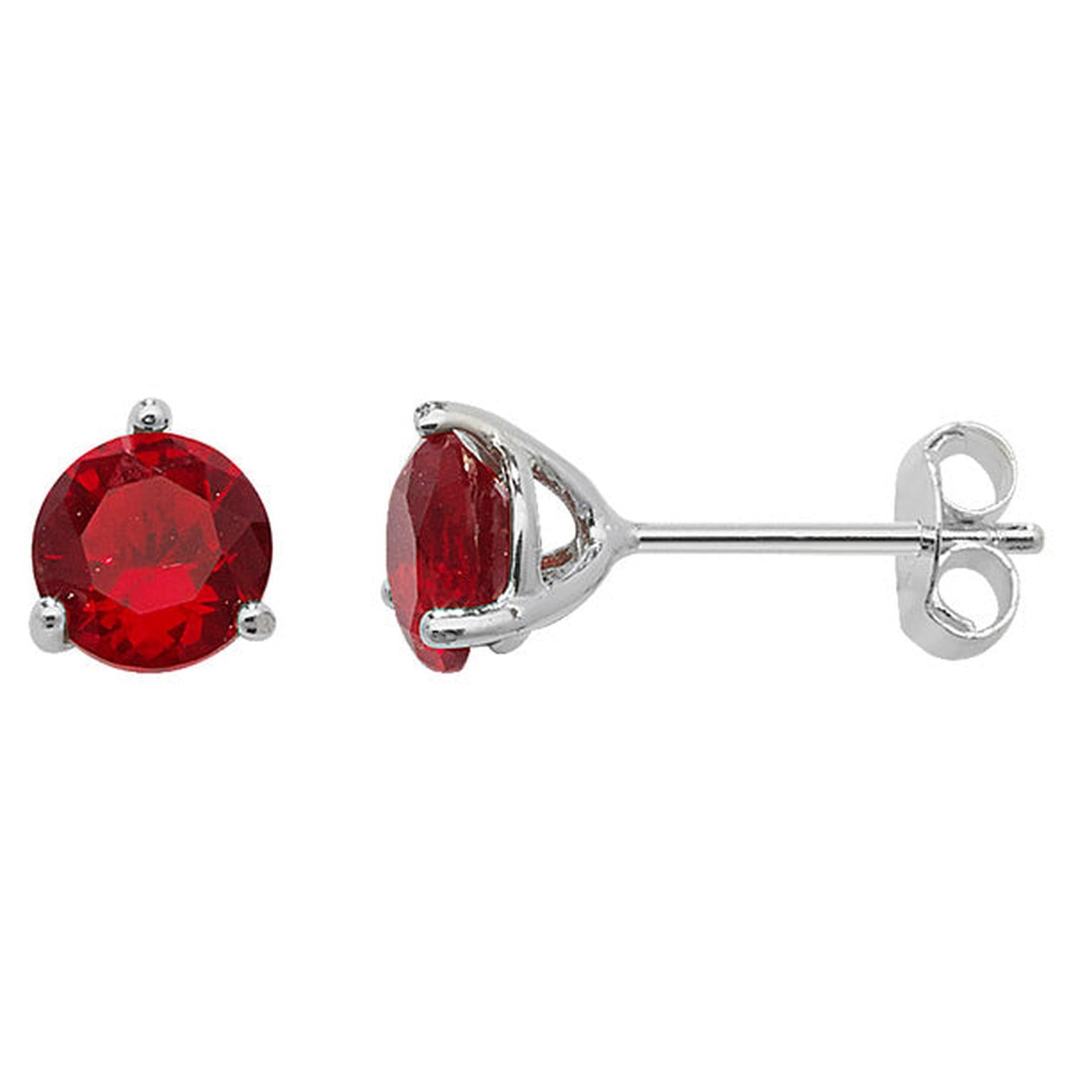 Melchior Jewellery Garnet Stud Earrings January Birthstone with silver setting and secure backs