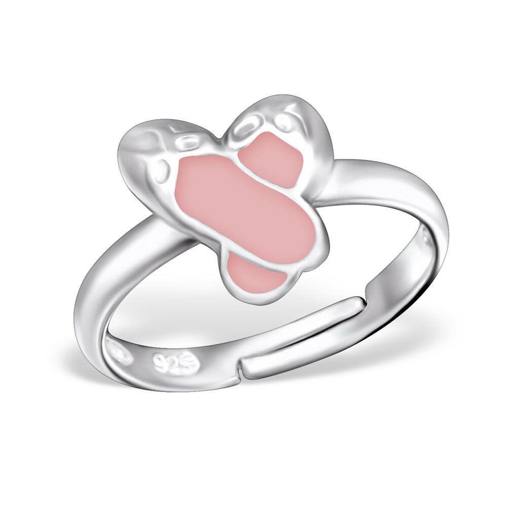 Melchior Jewellery silver adjustable childrens ring with pink enamel ballet shoe motif girls ballet dancer gift ring