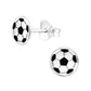 Girls football earrings sterling silver by Melchior Jewellery with black and white football design