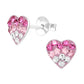 Melchior Jewellery girls silver heart earrings with pink and white crystals for children