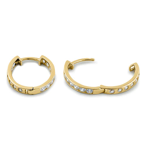 Melchior Jewellery gold hoop earrings with clear CZ stones inlaid for elegant style
