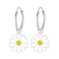 Melchior Jewellery children's sterling silver daisy earrings white glitter petals yellow centre small hoop