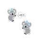 Melchior Jewellery children's sterling silver koala earrings pair of grey enamel koala stud earrings with blue bow accents