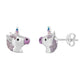 Melchior Jewellery girls silver unicorn studs with pink enamel mane and multicolour horn childrens stud earrings