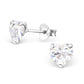 Melchior Jewellery sterling silver birthstone heart earrings with clear heart cut stones stud design