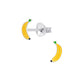 Kids hypoallergenic banana stud earrings by Melchior Jewellery with yellow enamel and silver backing