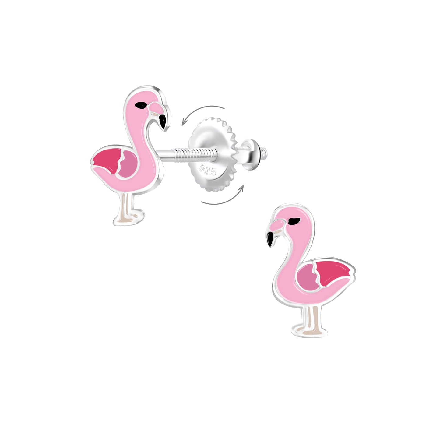 Melchior Jewellery kids hypoallergenic flamingo screw back earrings in pink for children