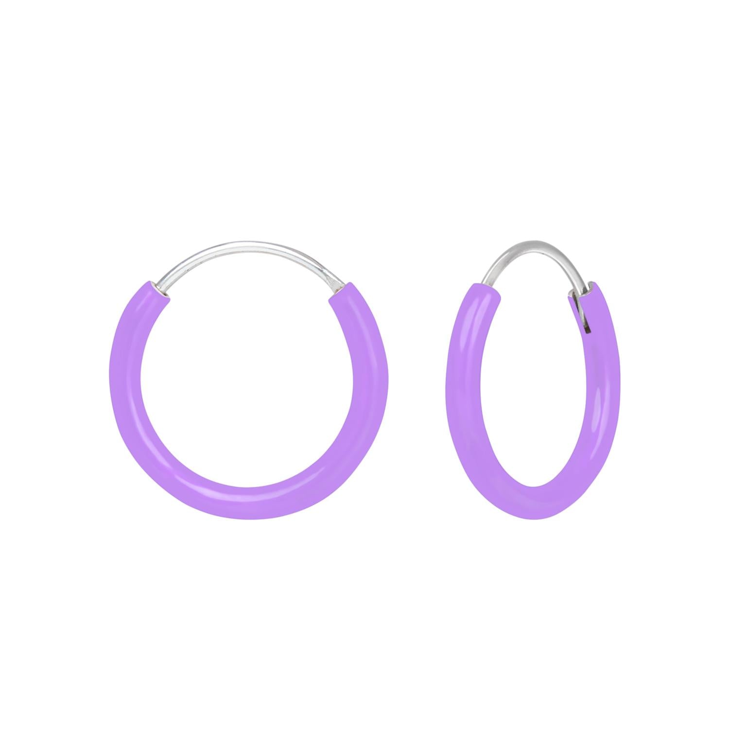Melchior Jewellery kids hypoallergenic silver earrings in purple hoop design for children