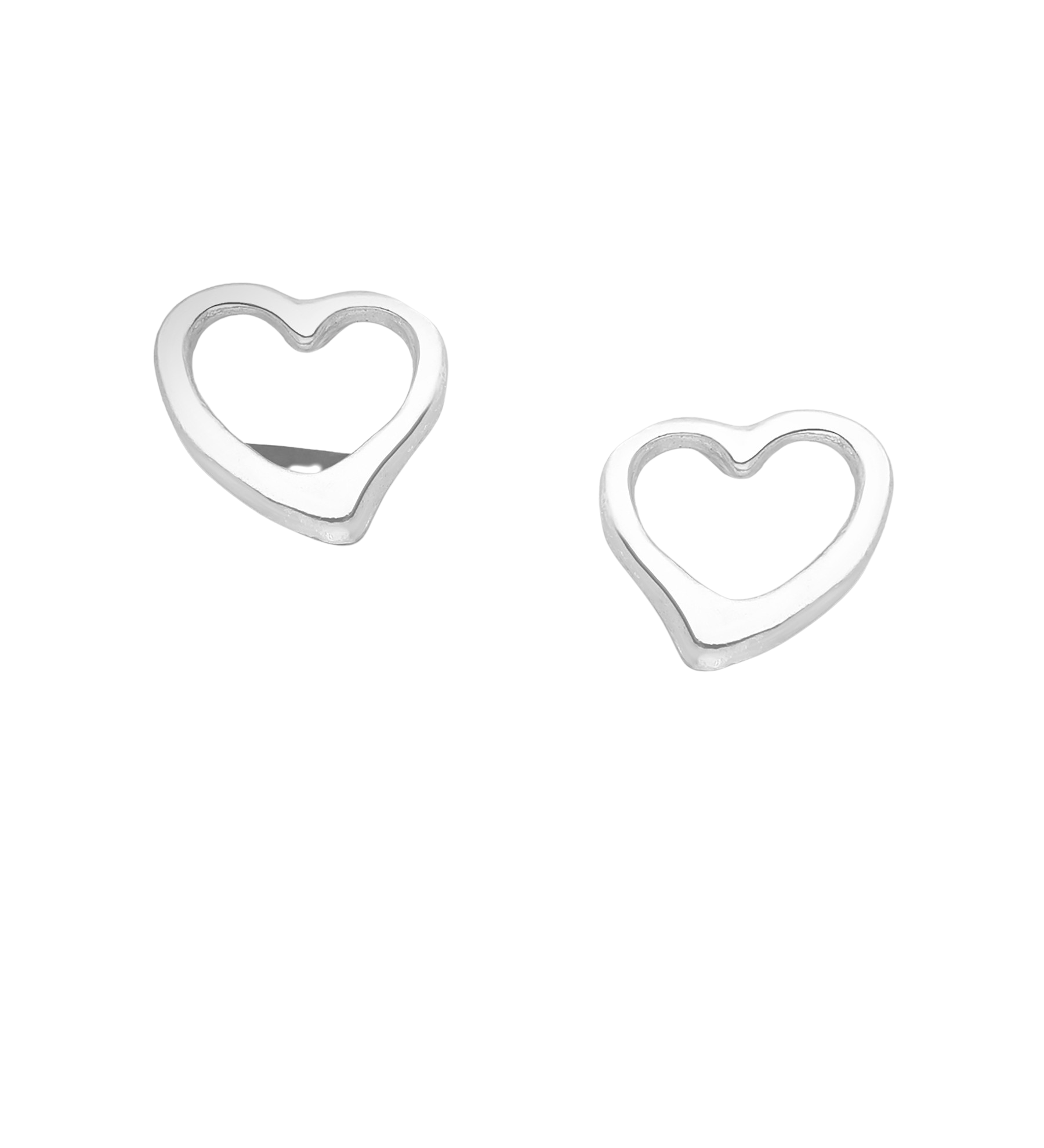 Melchior Jewellery kids open heart stud earrings in silver for children with a simple heart outline design