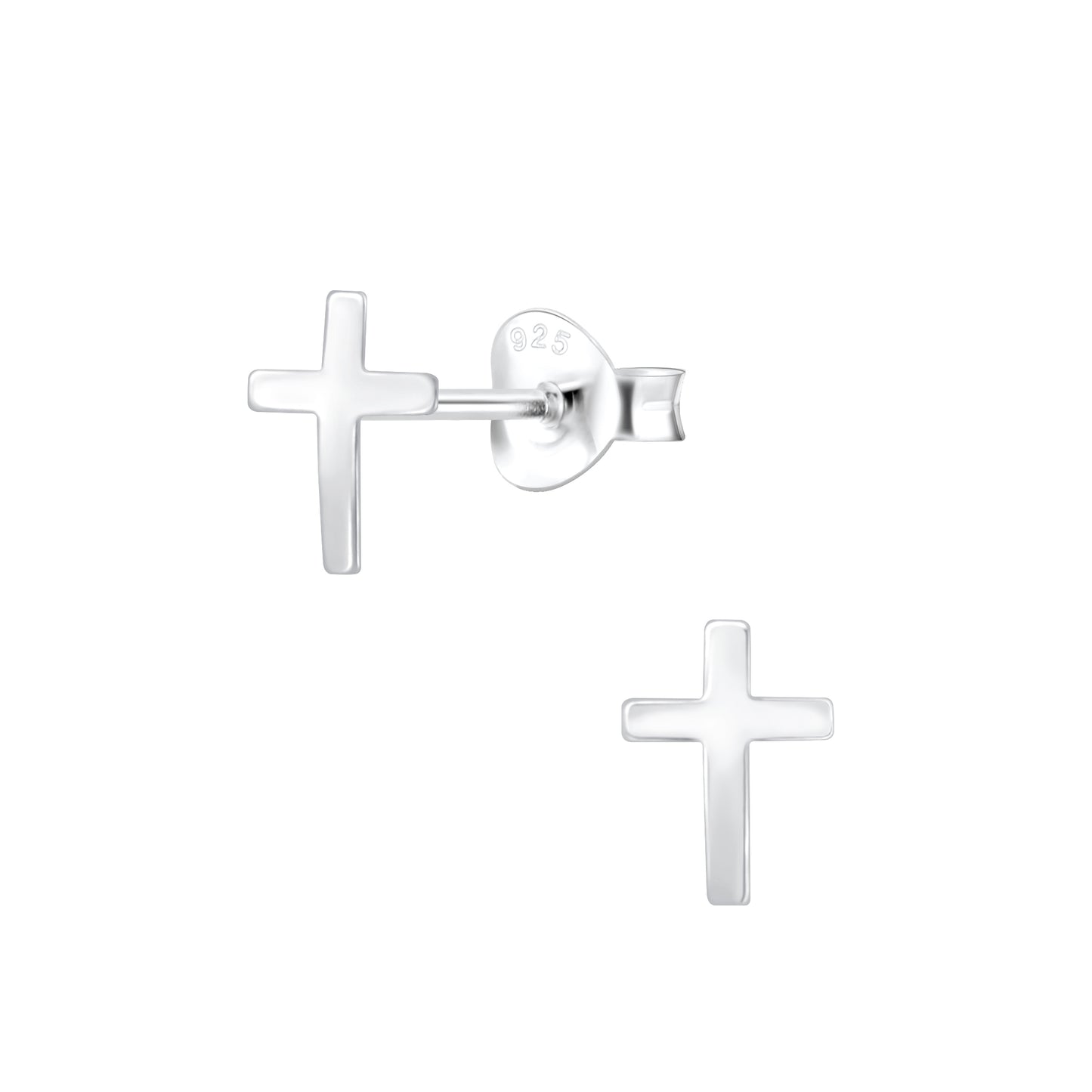 Melchior Jewellery kids silver cross stud earrings with smooth finish for children