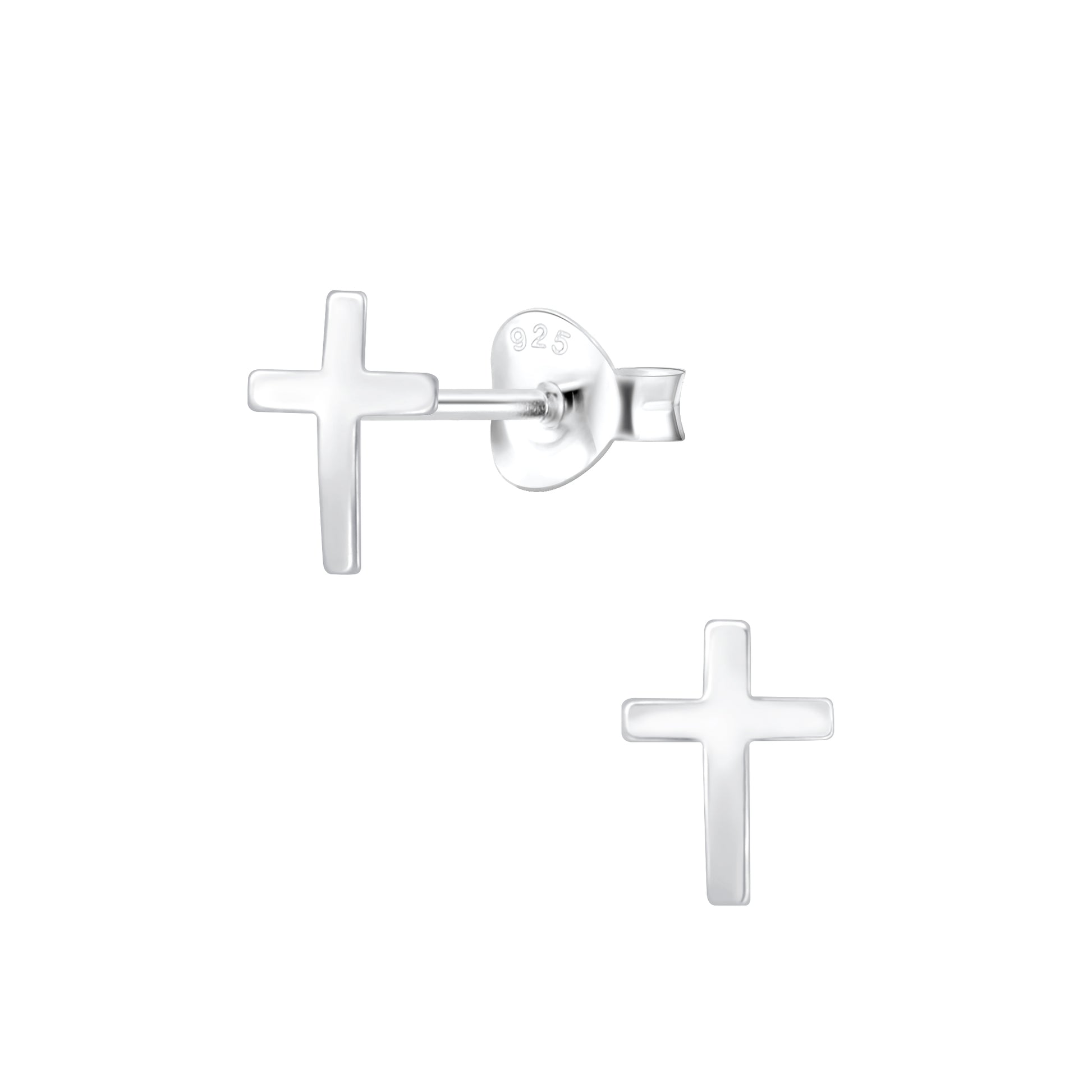 Melchior Jewellery kids silver cross stud earrings with smooth finish for children