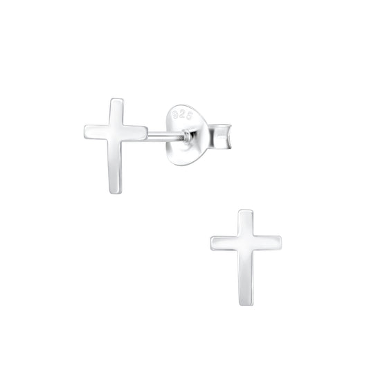 Melchior Jewellery kids silver cross stud earrings with smooth finish for children