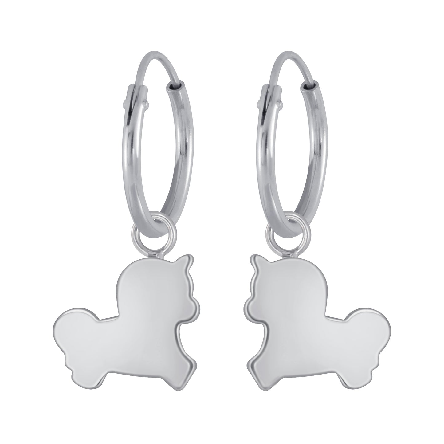 Melchior Jewellery kids unicorn hoop earrings in silver with playful unicorn charms for children