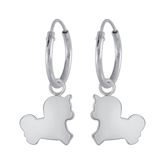 Melchior Jewellery kids unicorn hoop earrings in silver with playful unicorn charms for children