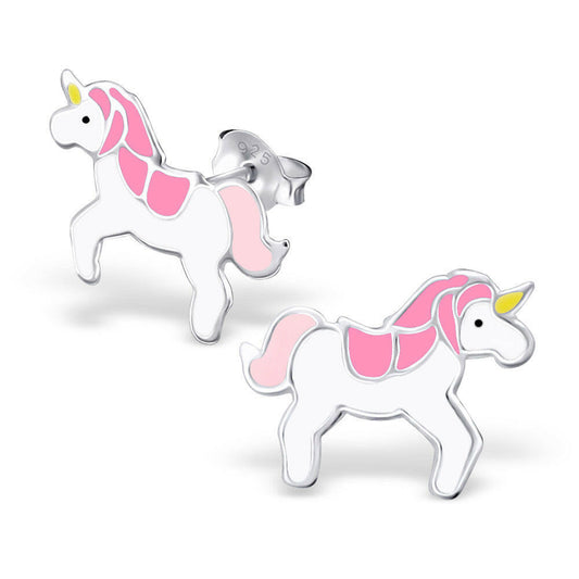 Melchior Jewellery kids unicorn stud earrings silver pink enamel unicorn studs for children gift