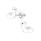 Melchior jewellery llama screw back earrings for kids with white enamel and pastel pink and blue details