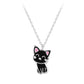 Melchior Jewellery childrens lucky cat necklace for kids with black cat pendant on silver chain