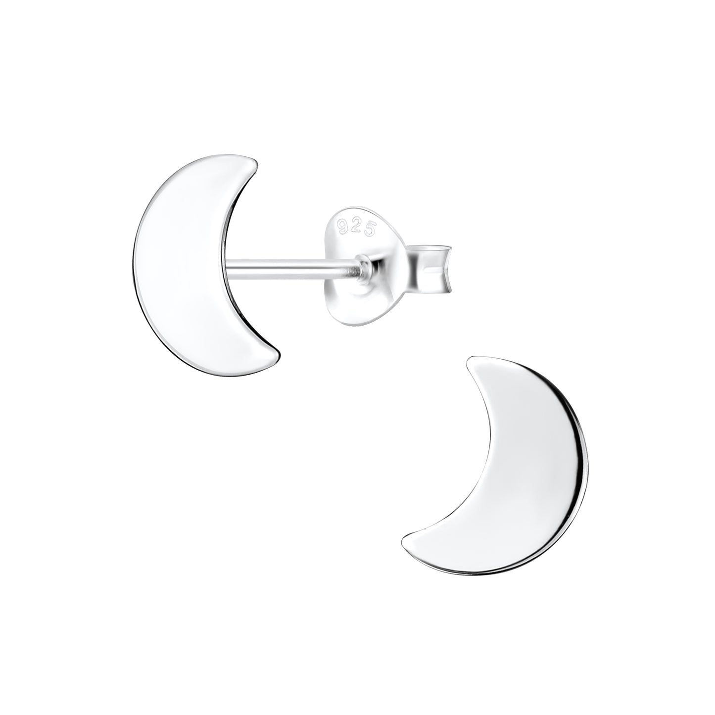 Melchior Jewellery moon stud earrings for kids in polished silver crescent moon design