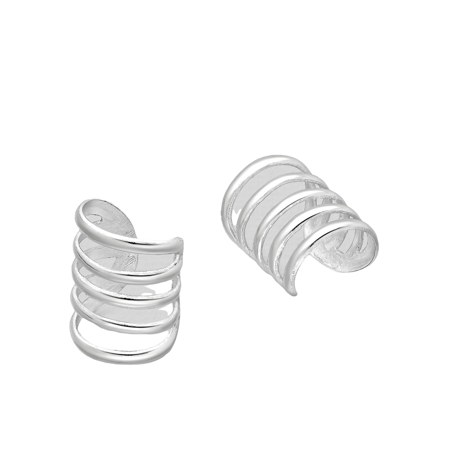 Silver multi circles ear cuff by Melchior Jewellery featuring five polished connected loops