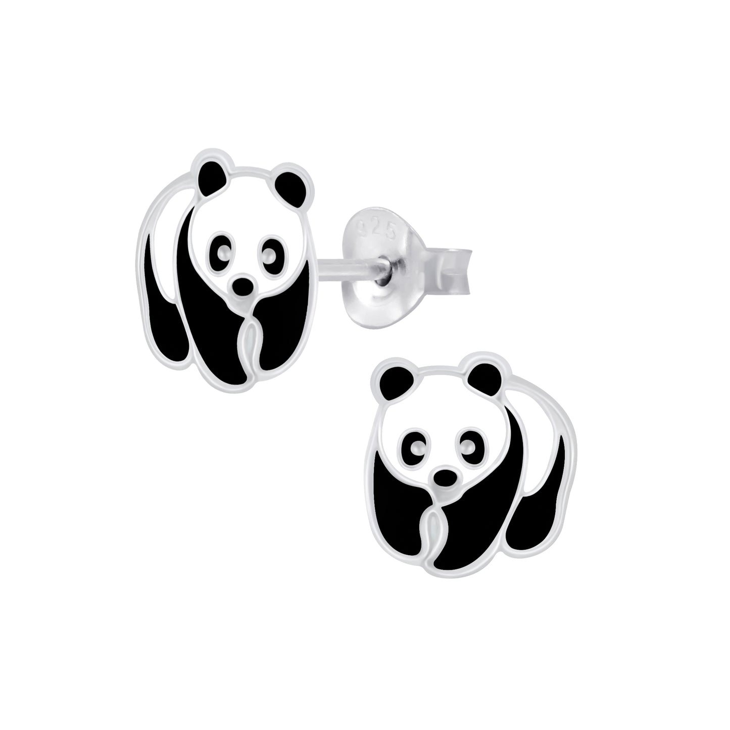 Melchior Jewellery panda bear earrings for little girls silver stud earrings with black and white design