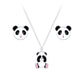 Melchior Jewellery panda stud earrings and necklace gift set for children with cute black and white panda design