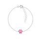 Melchior Jewellery delicate paw print bracelet for kids with pink charm and adjustable silver chain